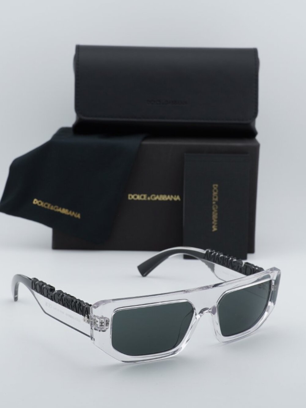 Dolce & Gabbana DG6203 313387 Rectangle Sunglasses - Transparent\Dark Grey - Picture 5 of 9